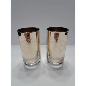 Vintage Silver Ombre Fade Mercury Lowball Glasses‎ (Set of 2) 4.5" Tall